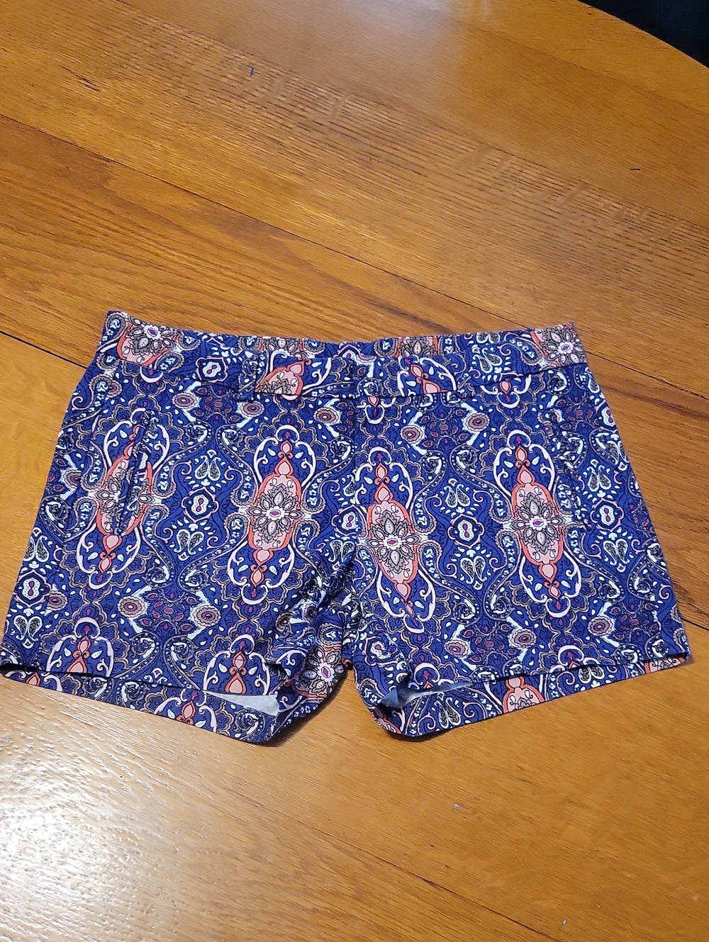 jcpenney Navy Paisley Shorts with Coral Accents